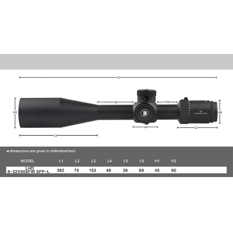 LHD 8-32X50SFIR SFP-L zipper cross MOA differentiation optics scope - DiscoveryOpt Rifle Scopes-UK -
