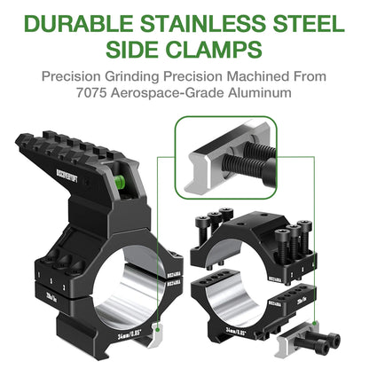 2025 NEW! 7075 Series Aluminum Heavy Duty Scope Rings -  Bubble Level & Picatinny Rail | 30MM or 34MM-Fits 0.85/1.05/1.25-inch Bases