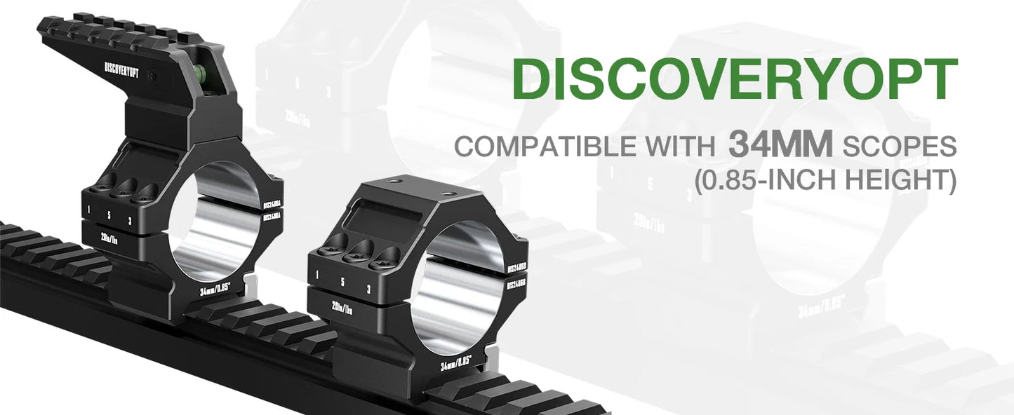 2025 NEW! 7075 Series Aluminum Heavy Duty Scope Rings -  Bubble Level & Picatinny Rail | 30MM or 34MM-Fits 0.85/1.05/1.25-inch Bases