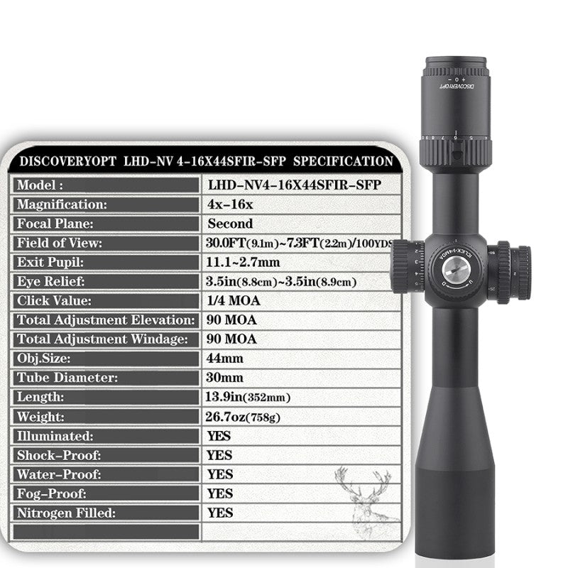 LHD-NV 4-16X44SFIR SFP and FFP illumination Optics Scope - DiscoveryOpt Rifle Scopes-UK - 