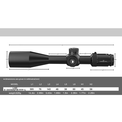 LHD 6-24x50 SFIR FFP-L Locking Turret optics scope