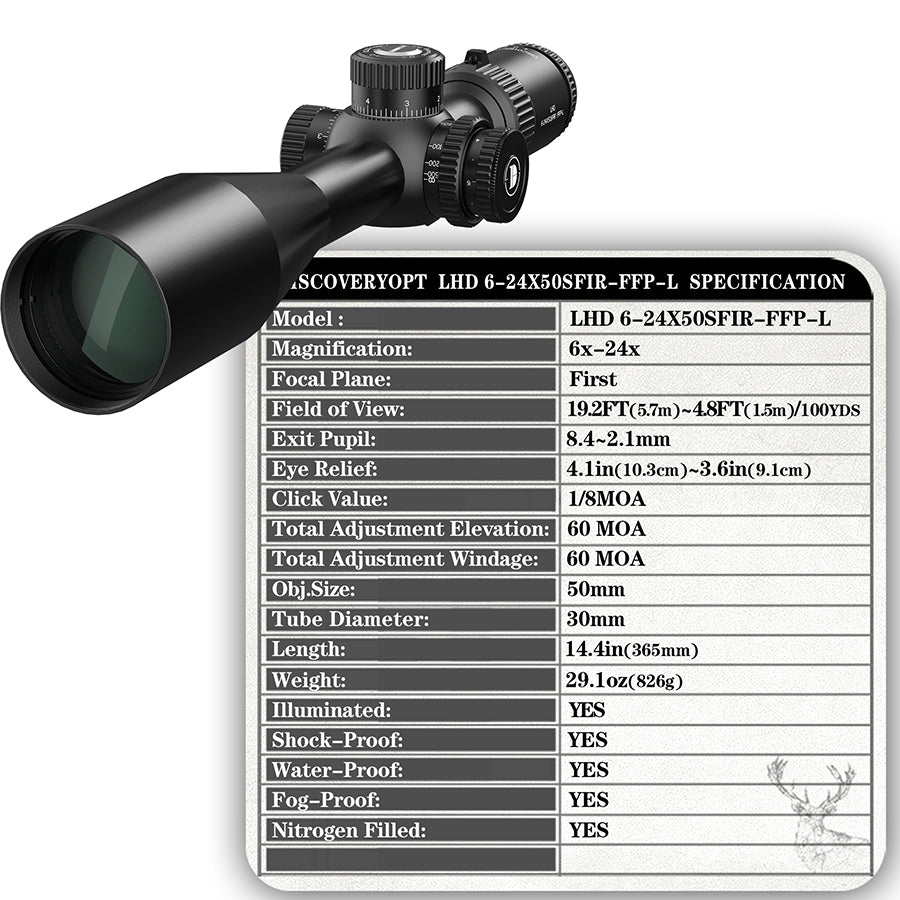 LHD 6-24x50 SFIR FFP-L Locking Turret optics scope