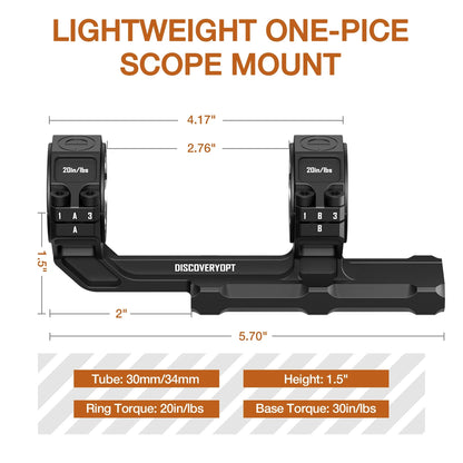 Multi-Compatible Cantilever Scope Mounts | One-Piece 0MOA 30MM/34MM Tube for Picatinny Rail