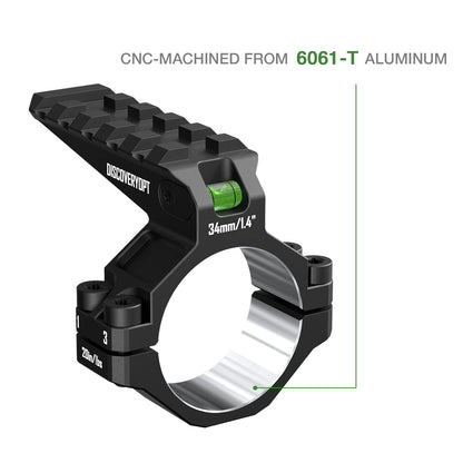 2025 NEW! 6061 Series Aluminum Scope Rings -  Bubble Level & Picatinny Rail | 30/34MM-Fits 0.85-inch Bases