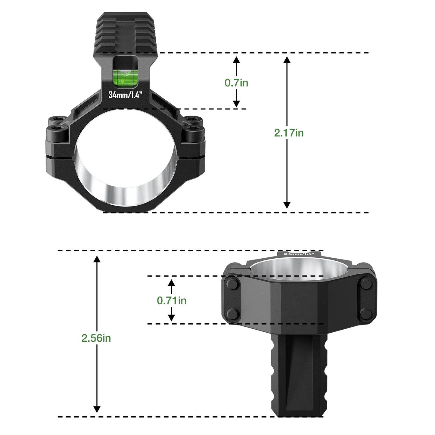 2025 NEW! 6061 Series Aluminum Scope Rings -  Bubble Level & Picatinny Rail | 30/34MM-Fits 0.85-inch Bases